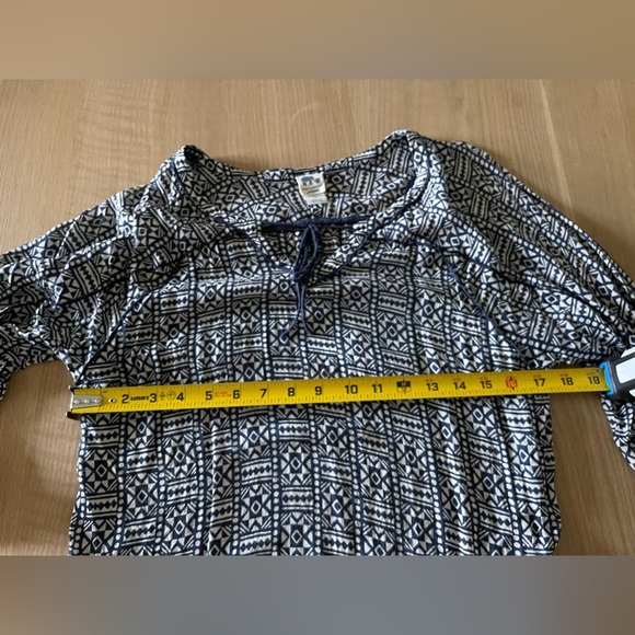 John Robshaw for Lucky Brand| Boho Geometric Pattern Navy Long Sleeve Blouse••• - Picture 9 of 9